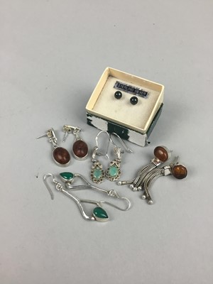 Lot 265 - A LOT OF FOUR PAIRS OF SILVER EARRINGS AND ANOTHER PAIR