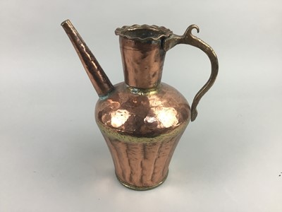 Lot 277 - A GROUP OF THREE MIDDLE EASTERN COPPER JUGS