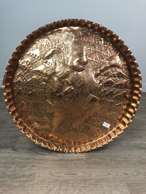 Lot 832 - A LARGE AFRICAN COPPER CIRCULAR WALL PLAQUE