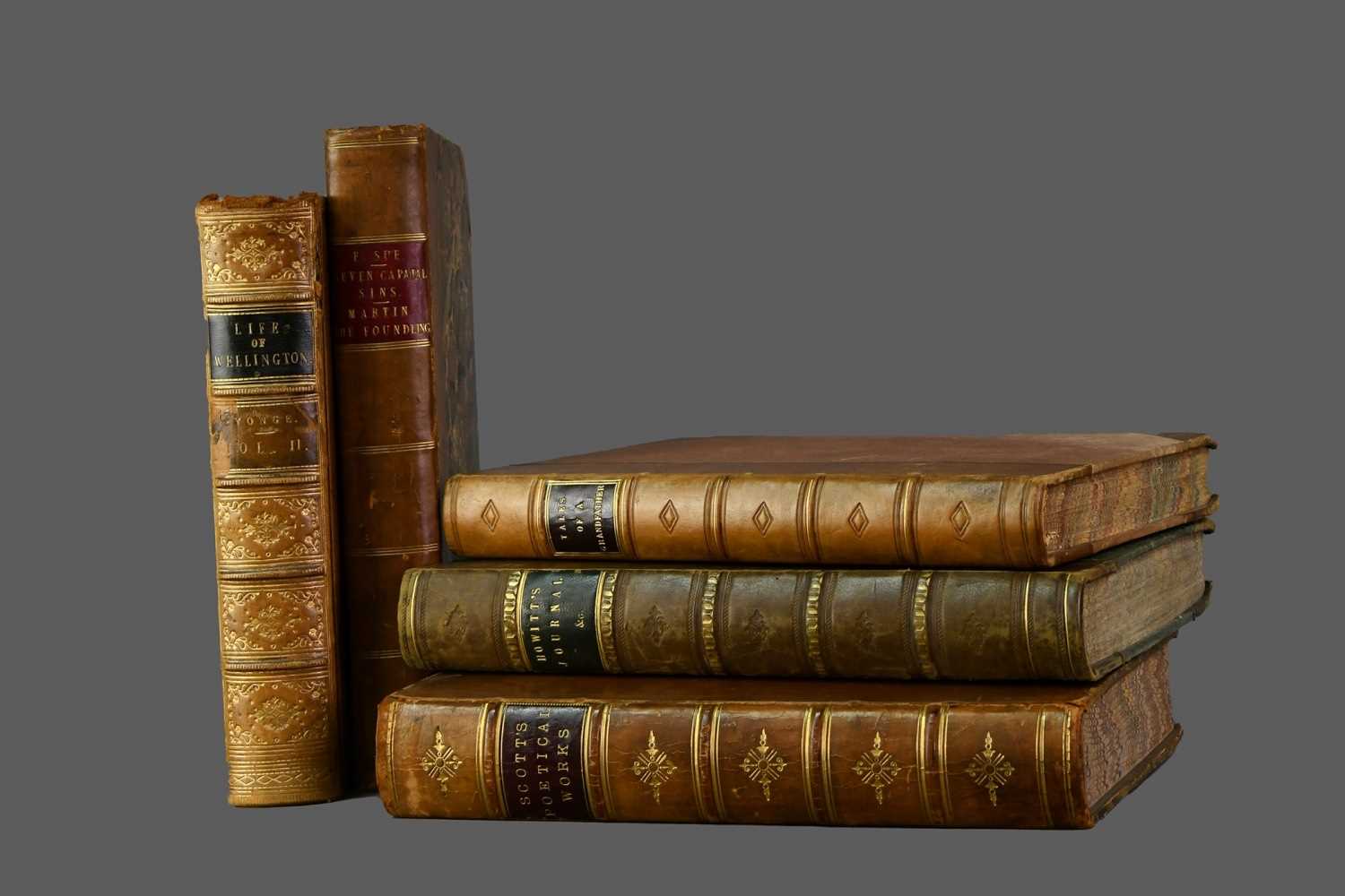 Lot 1141 - LOT OF FIVE LEATHER BOUND BOOKS