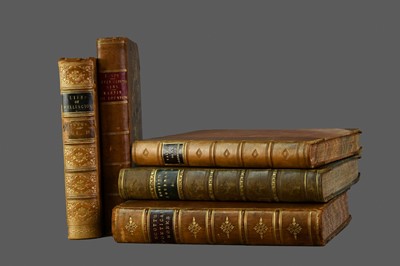 Lot 1141 - LOT OF FIVE LEATHER BOUND BOOKS