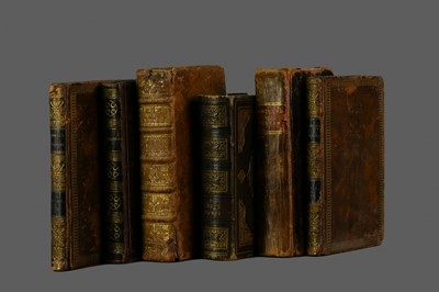 Lot 1142 - LOT OF SIX LEATHER BOUND BOOKS