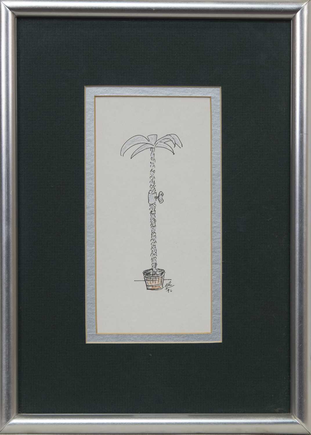 Lot 652 - PALM TREES, A MIXED MEDIA BY GEORGE WYLLIE