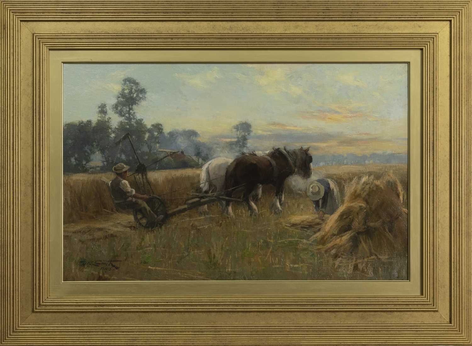 Lot 177 - THE HARVESTERS, AN OIL BY GEORGE SMITH