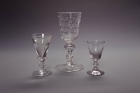 Lot 1178 - LATE 18TH CENTURY GLASS GOBLET with facetted...