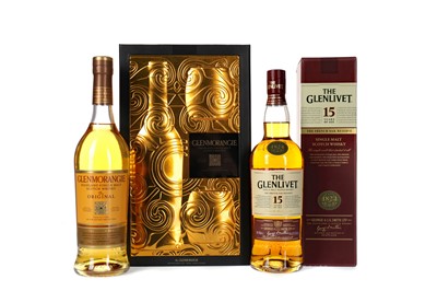 Lot 90 - GLENMORANGIE 10 YEARS OLD GLASS PACK AND GLENLIVET FRENCH OAK RESERVE 15 YEARS OLD