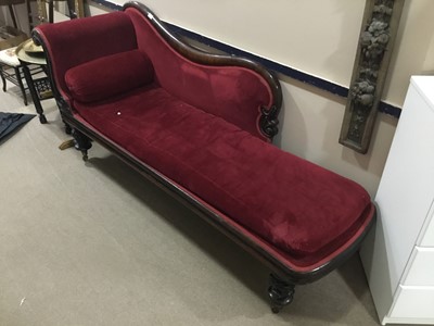 Lot 459 - A MID VICTORIAN ROSEWOOD CHAISE LONGUE