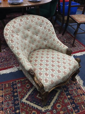 Lot 460 - A VICTORIAN CARVED WALNUT GOSSIP CHAIR