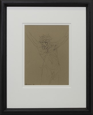 Lot 685 - JESUS 2008, A CHARCOAL BY PETER HOWSON