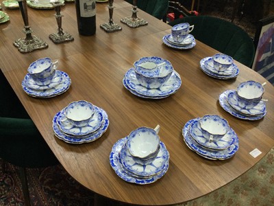 Lot 425 - A LATE 19TH CENTURY BLUE AND WHITE TEA SERVICE