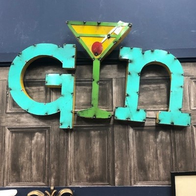 Lot 372 - 'GIN', A MEXICAN INDUSTRIAL ART PUB SIGN