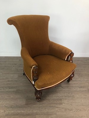 Lot 415 - A VICTORIAN ARMCHAIR