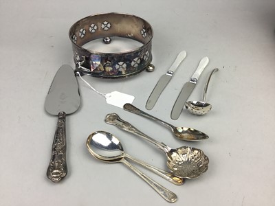 Lot 429 - A LOT OF SILVER PLATED FLATWARE  AND A SILVER PLATED SALVER