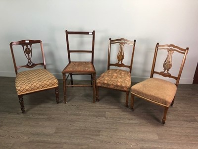 Lot 321 - A PAIR OF MAHOGANY INLAID CHAIRS AND ANOTHER TWO CHAIRS