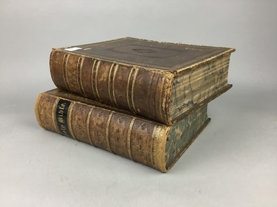 Lot 396 - A LOT OF TWO LEATHER BOUND FAMILY BIBLES