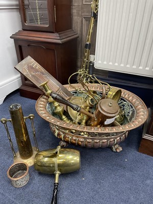 Lot 527 - A COPPER PLANTER AND OTHER BRASS COPPER ITEMS