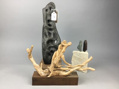 Lot 531 - A STANDING STONE FORM SCULPTURE BY IAN SCOTT AND TWO OTHER SCULPTURES