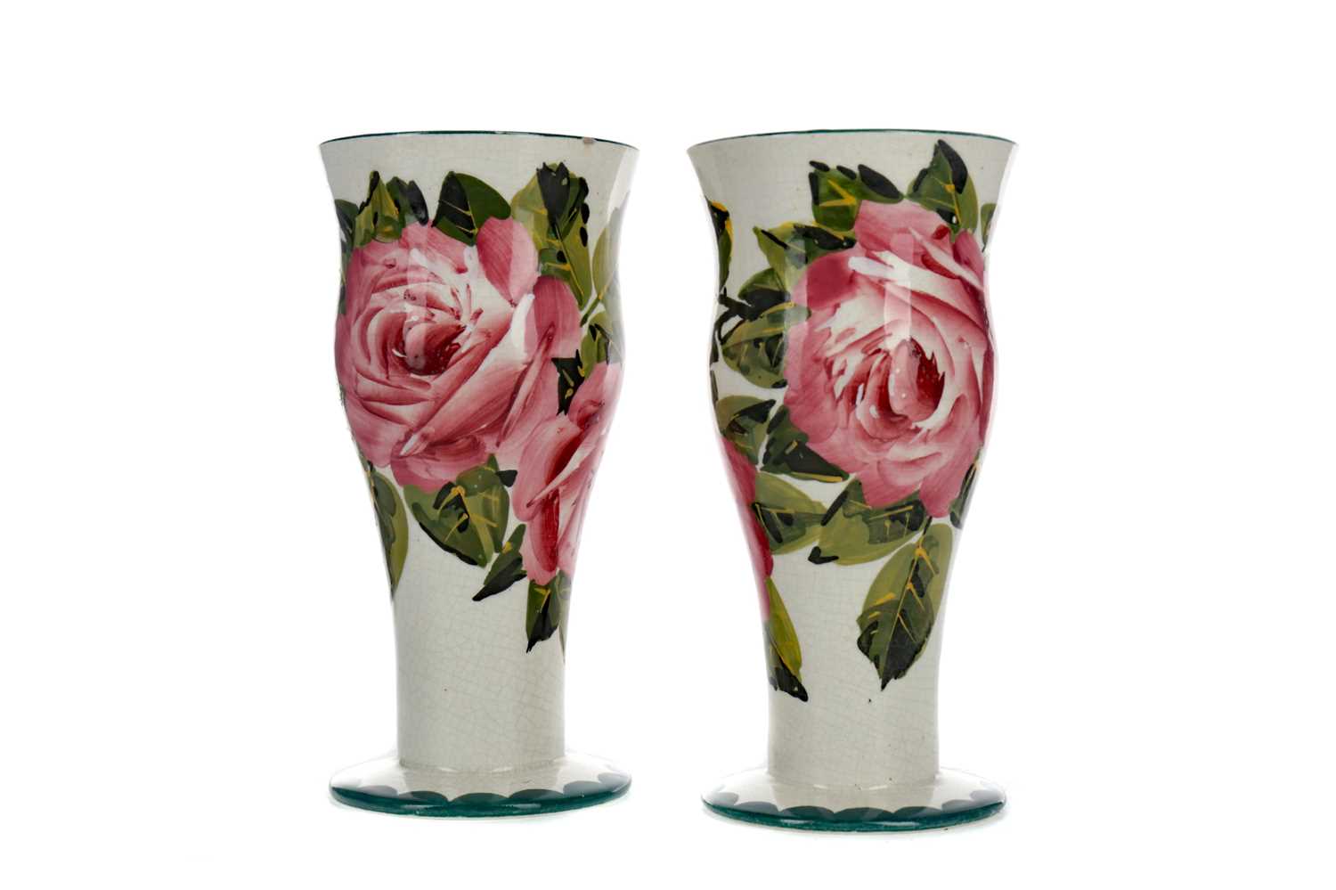 Lot 1086 - A PAIR OF WEMYSS WARE VASES