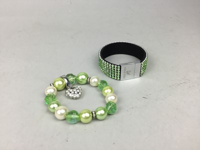 Lot 492 - A SWAROVSKI BRACELET, ALONG WITH ANOTHER AND PAIR OF EARRINGS