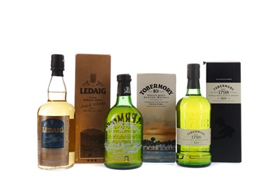 Lot 101 - TWO BOTTLES OF TOBERMORY AGED 10 YEARS, AND ONE LEDAIG PEATED