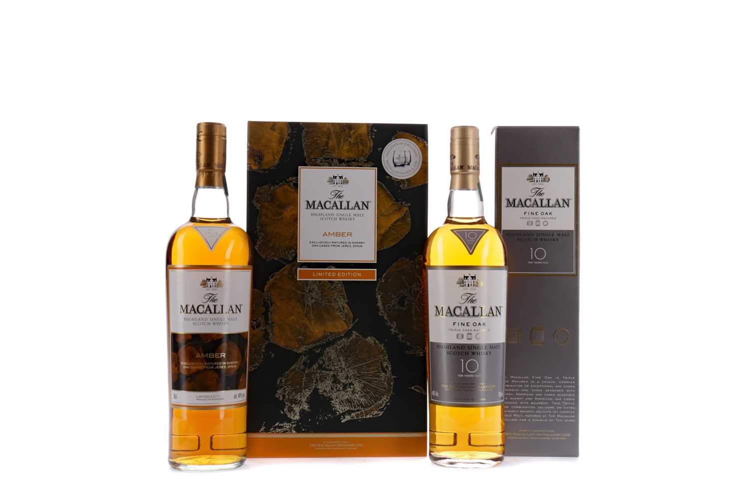 Lot 110 - MACALLAN  AMBER SPECIAL EDITION JUG AND GLASS SET, AND MACALLAN FINE OAK AGED 10 YEARS