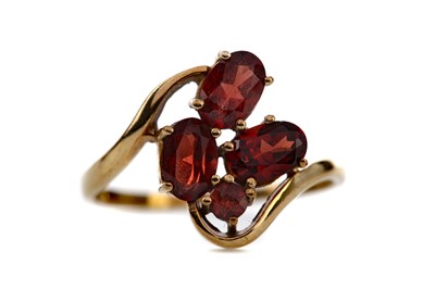 Lot 1306 - A PAIR OF GARNET EARRINGS AND RING