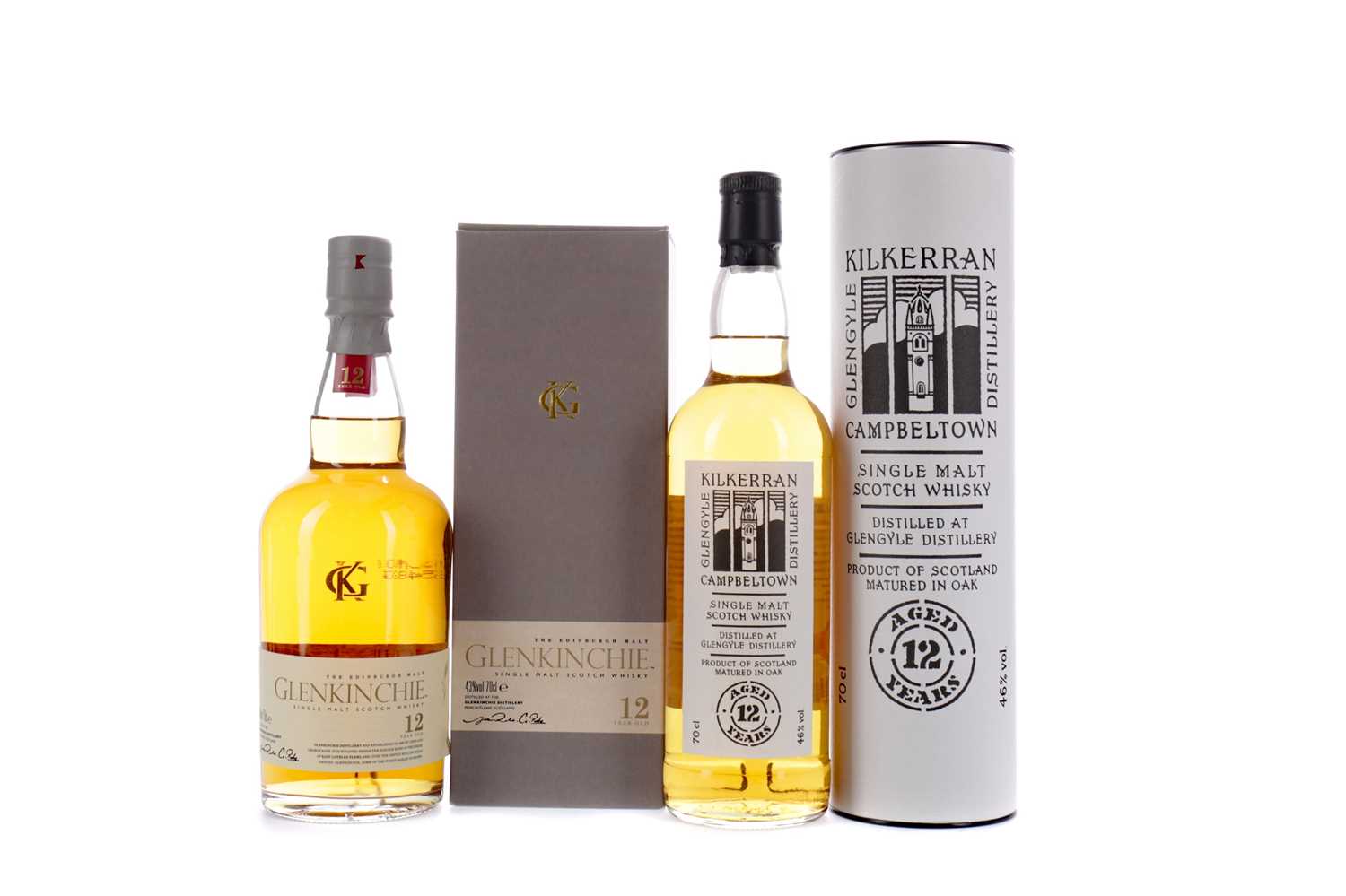 Lot 118 - KILKERRAN AGED 12 YEARS AND GLENKINCHIE 12 YEARS OLD
