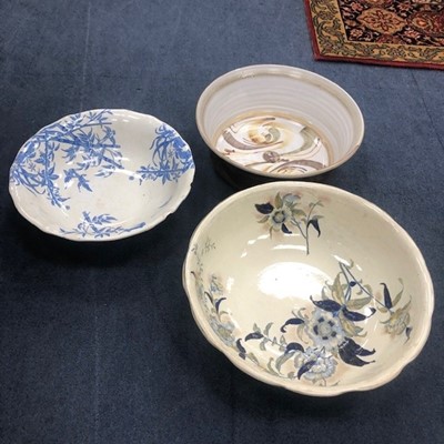 Lot 326 - A LOT OF VARIOUS CERAMIC BASINS AND TWO DECORATIVE BOWLS