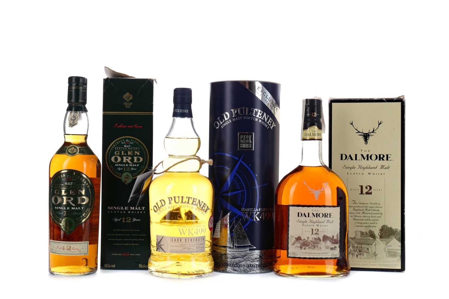 Lot 131 - OLD PULTENEY ISABELLA FORTUNA WK499, DALMORE 12 YEARS OLD AND GLEN ORD 12 YEARS OLD