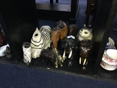 Lot 572 - A COLLECTION OF AFRICAN EBONY ELEPHANTS AND OTHER ANIMAL FIGURES