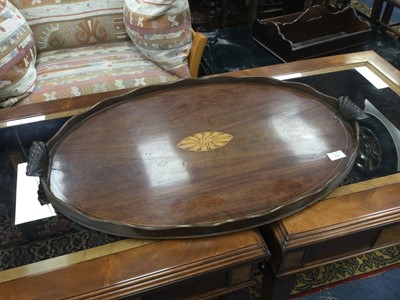 Lot 579 - A 19TH CENTURY INLAID MAHOGANY OVAL TRAY