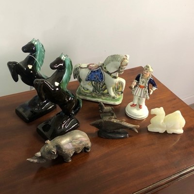 Lot 598 - A PAIR OF 19TH CENTURY STAFFORDSHIRE FIGURES AND OTHER CERAMICS