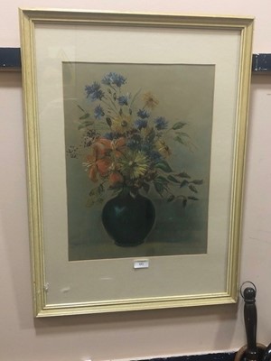 Lot 652 - STILL LIFE OF FLOWERS IN A GREEN VASE, SCOTTISH SCHOOL