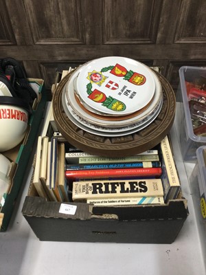 Lot 667 - A LOT OF VARIOUS BOOKS, PLATES AND A WALL HANGING