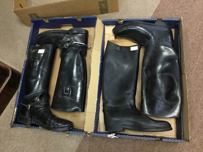 Lot 672 - A PAIR OF AIGLE COUPE SAUMUR RIDING BOOTS AND TWO OTHER PAIRS OF BOOTS