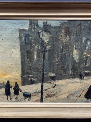 Lot 515 - WINTER SCENE WITH COAL-MAN, ROTTEN ROW, AN OIL BY HERBERT WHONE