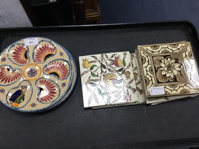 Lot 661 - A PAIR OF QUIMPER SHELL FISH PLATES AND SIX TILES