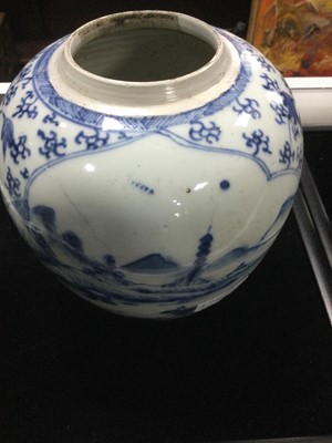 Lot 901 - A LATE 19TH CENTURY CHINESE BLUE AND WHITE JAR AND A TEA POT