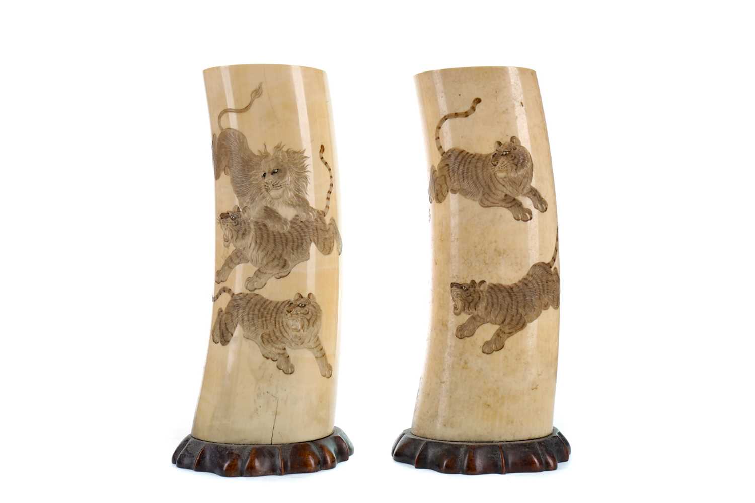 Lot 866 - A PAIR OF EARLY 20TH CENTURY IVORY TUSK SECTIONS