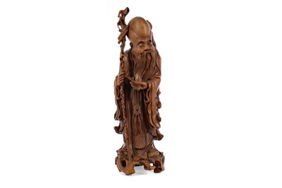 Lot 896 - A LARGE CHINESE CARVED WOOD FIGURE