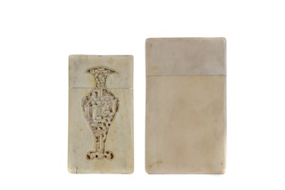 Lot 888 - AN EARLY 20TH CENTURY IVORY CARD CASE AND ANOTHER CARD CASE