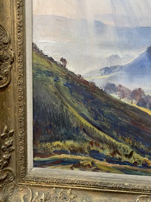 Lot 39 - SUN RAYS ON THE MALVERN HILLS, AN OIL BY DAME LAURA KNIGHT