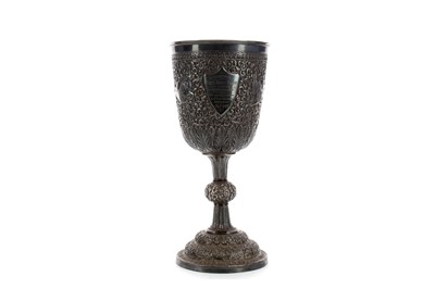 Lot 905 - A VICTORIAN WHITE METAL TROPHY CUP