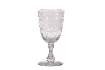 Lot 1078 - AN EARLY VICTORIAN GLASS MARRIAGE GOBLET