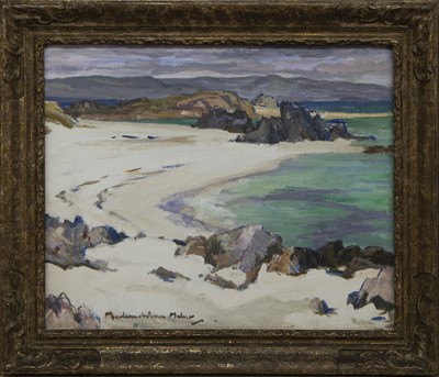 Lot 2005 - THE GREEN POOL, IONA, AN OIL BY JOHN MACLAUCHLAN MILNE