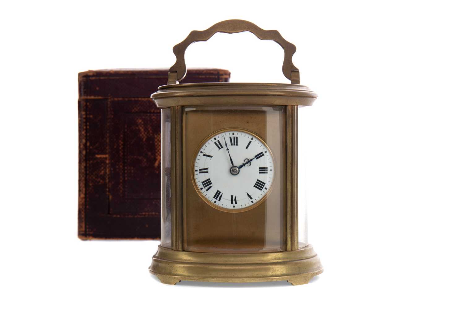 Lot 1106 - A LATE 19TH CENTURY BRASS CARRIAGE CLOCK