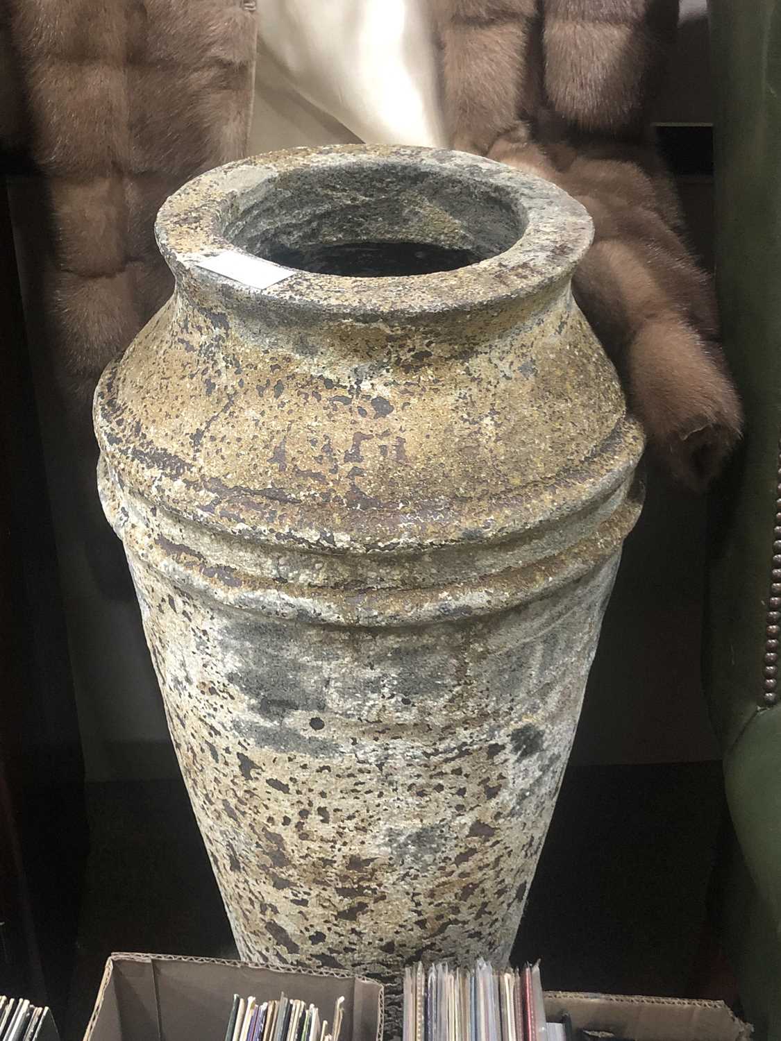 Lot 38 - A LARGE STONE GARDEN URN