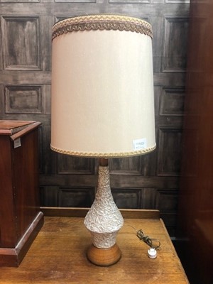 Lot 305 - A BRASS STANDARD LAMP AND A MODERN TABLE LAMP WITH SHADE