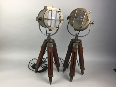 Lot 107 - A PAIR OF BRASS MARINE TABLE LAMPS