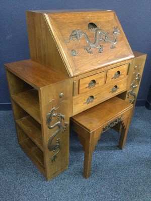 Lot 956 - A 20TH CENTURY CHINESE BUREAU AND STOOL
